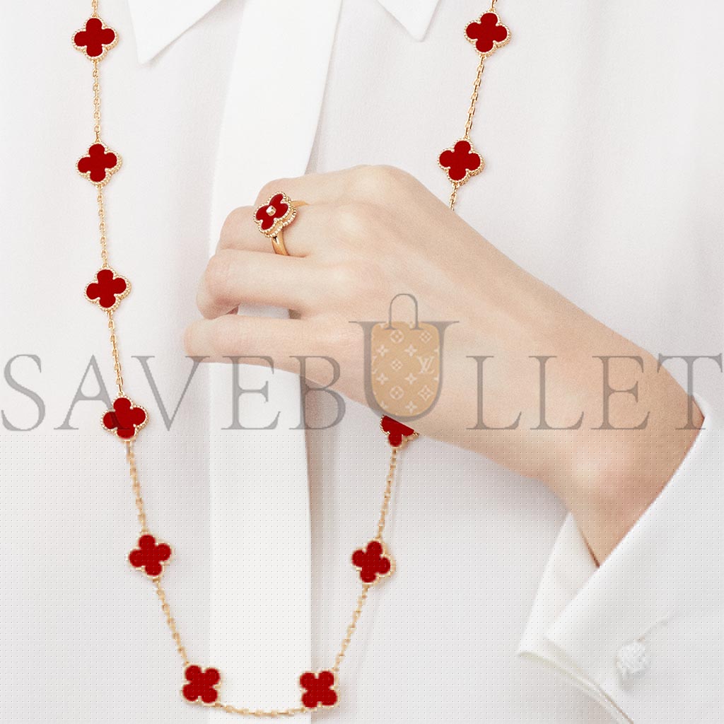 v*n cl*f arpels vintage alhambra ring - yellow gold, carnelian, Di*m*nd  vcard40800